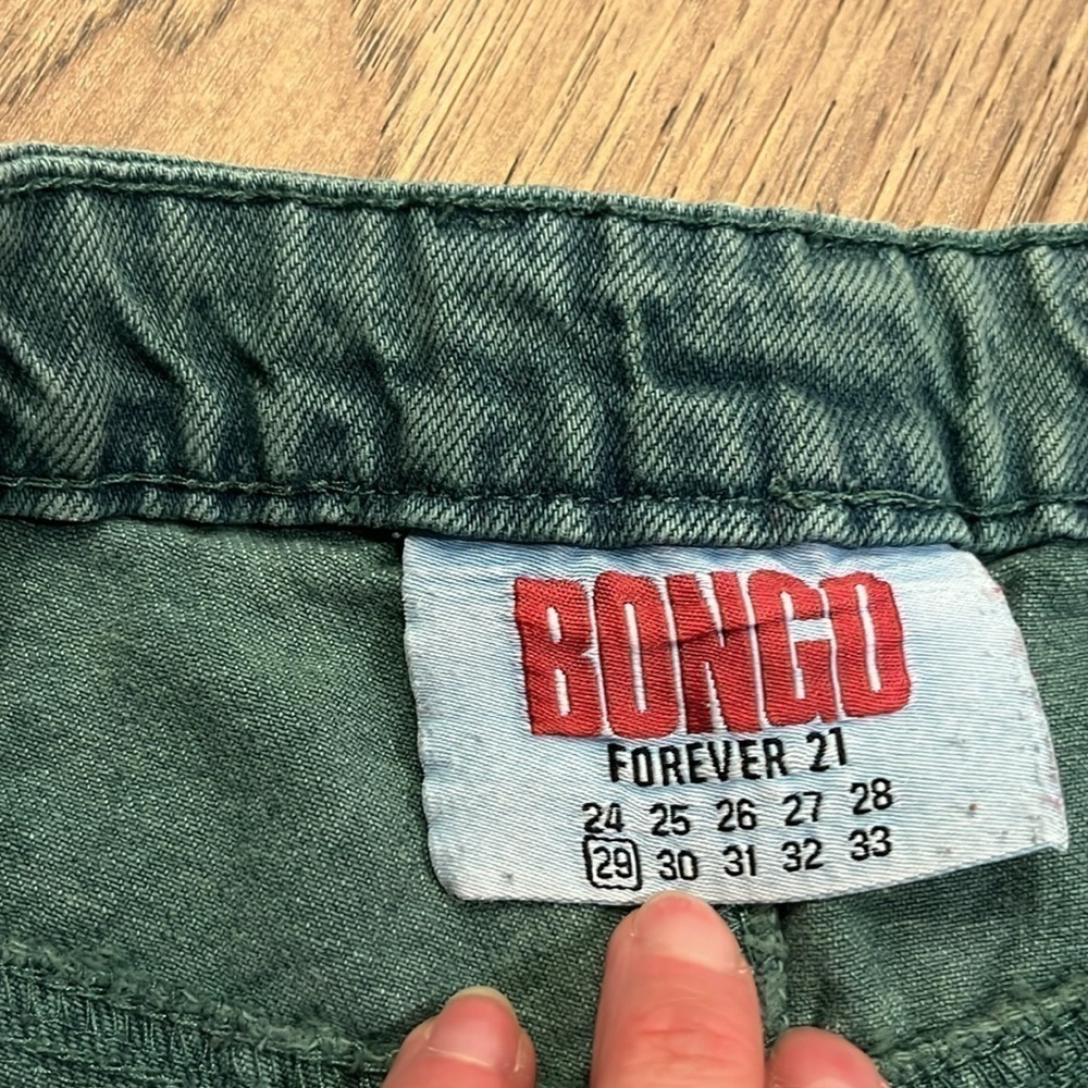 BONGO green straight leg raw hem jeans, size 29 - Picture 2 of 7